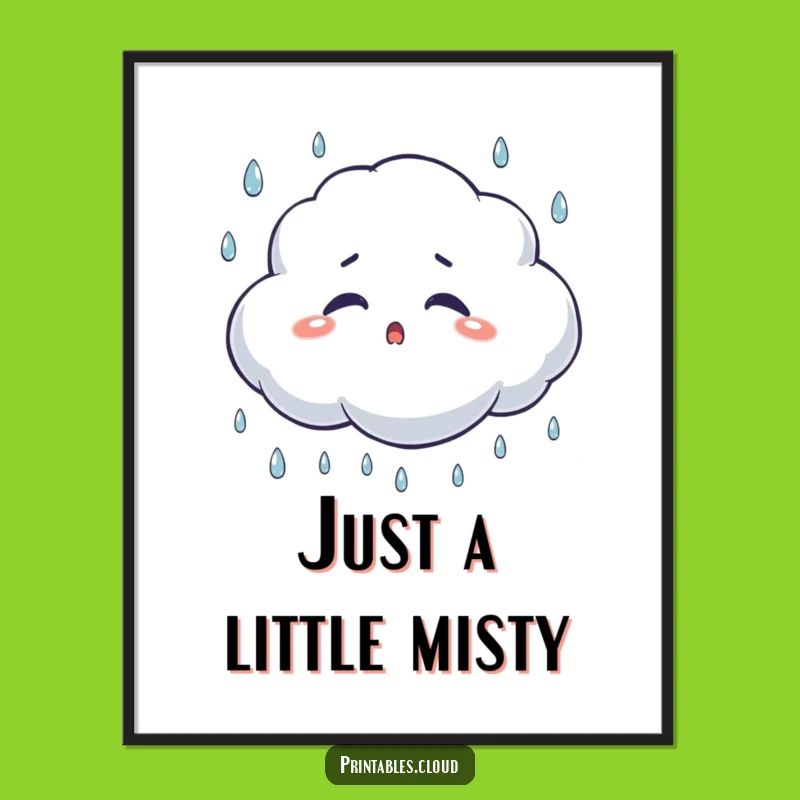 Funny Surprised Cloud Poster: Hilarious Weather Art for Your Walls