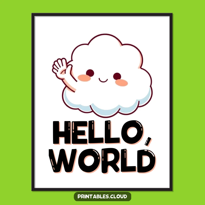 Funny Waving Cloud Poster: Decorate with a Cheerful Hello