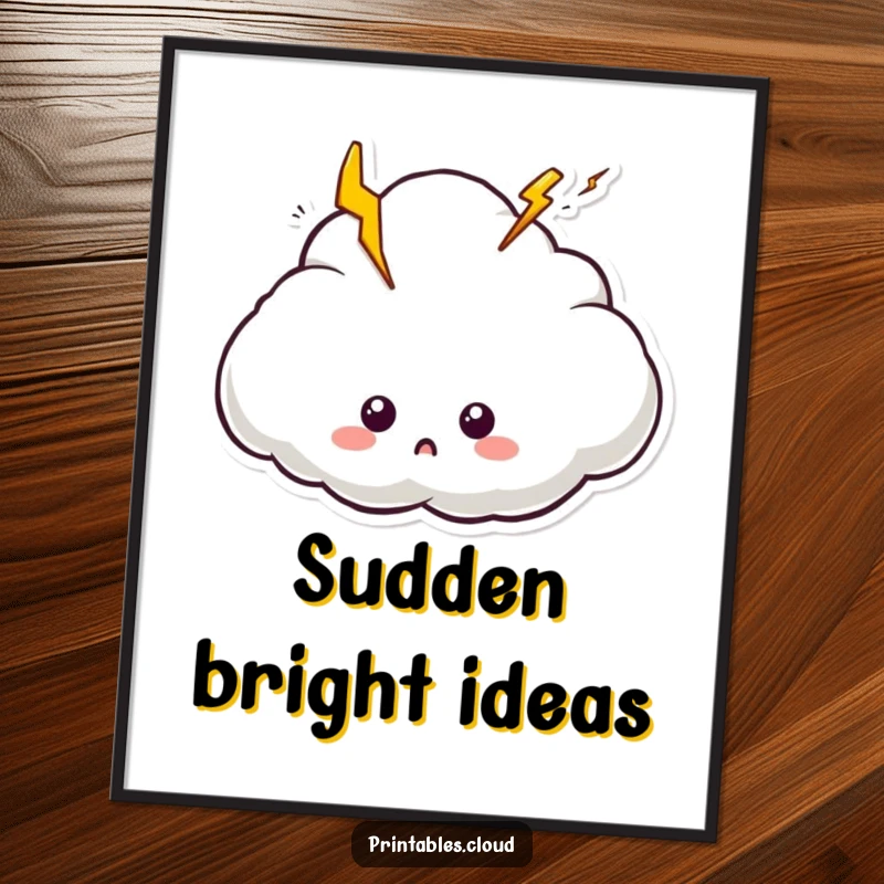 Funny poster art of a shocked cloud character with lightning bolts popping out, conveying sudden astonishment.