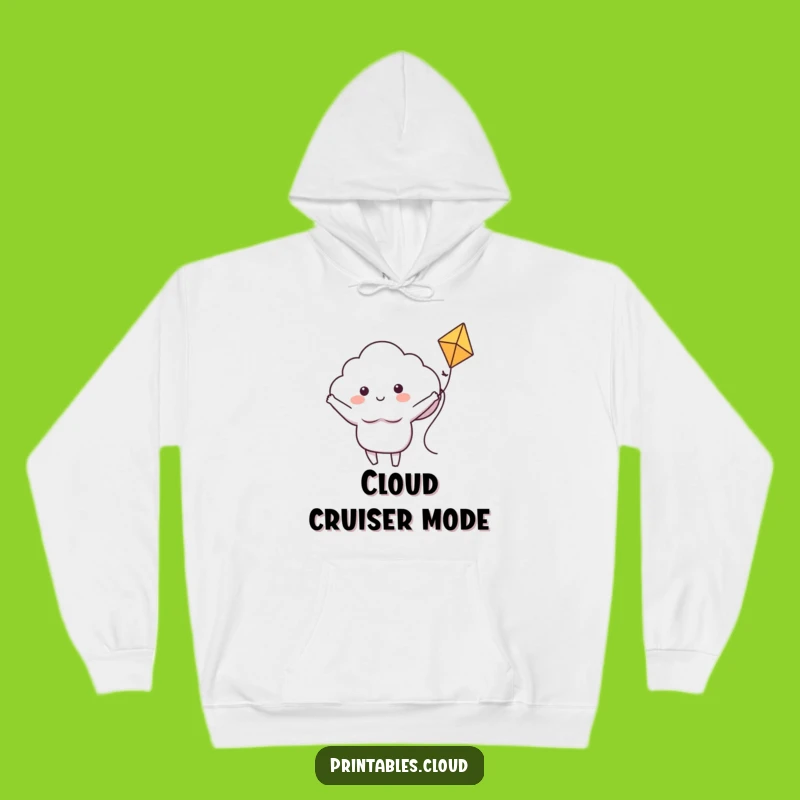 Cozy Funny Cloud Kite Rider Hoodie - Warmth and Whimsy for Your Adventures