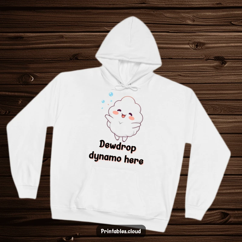 Funny Hoodie: Comfortable hoodie with a delighted cloud character juggling dewdrops, bringing warmth, cheer, and humor.