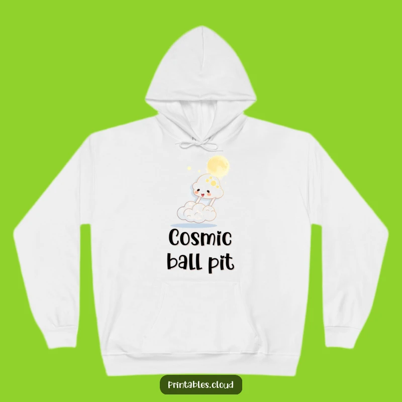 Cozy Funny Cloud Hoodie: Warm Moon-Bouncing Character for Celestial Comfort