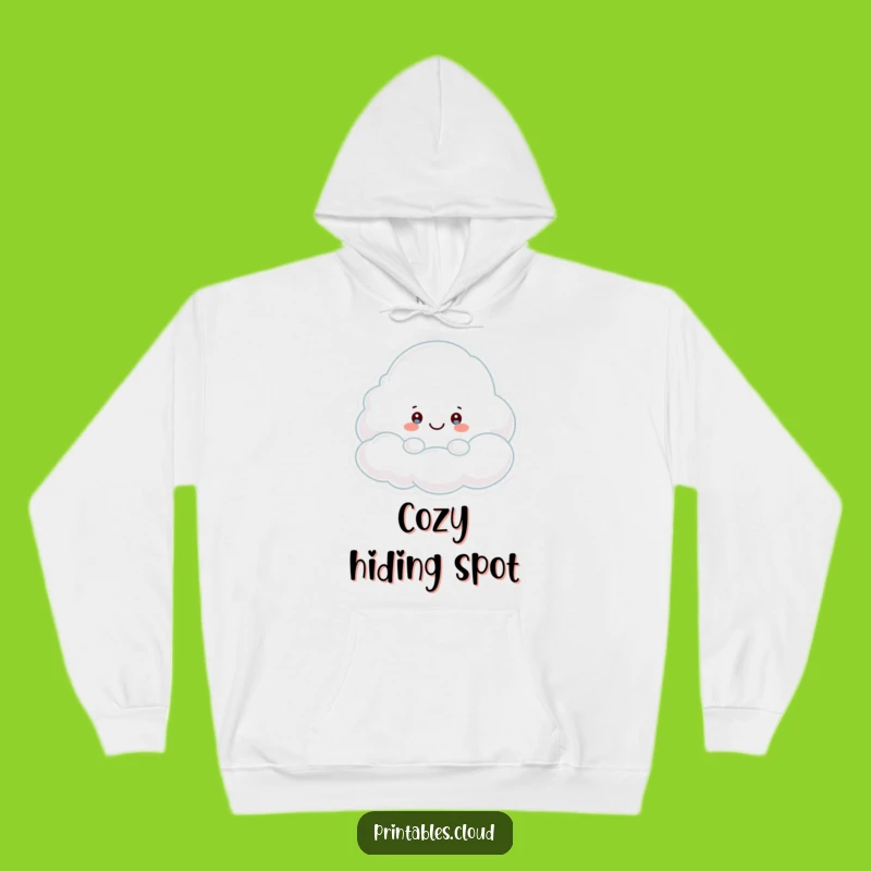 Funny Peek-a-Boo Cloud Hoodie: Cozy Humor with a Hiding Character