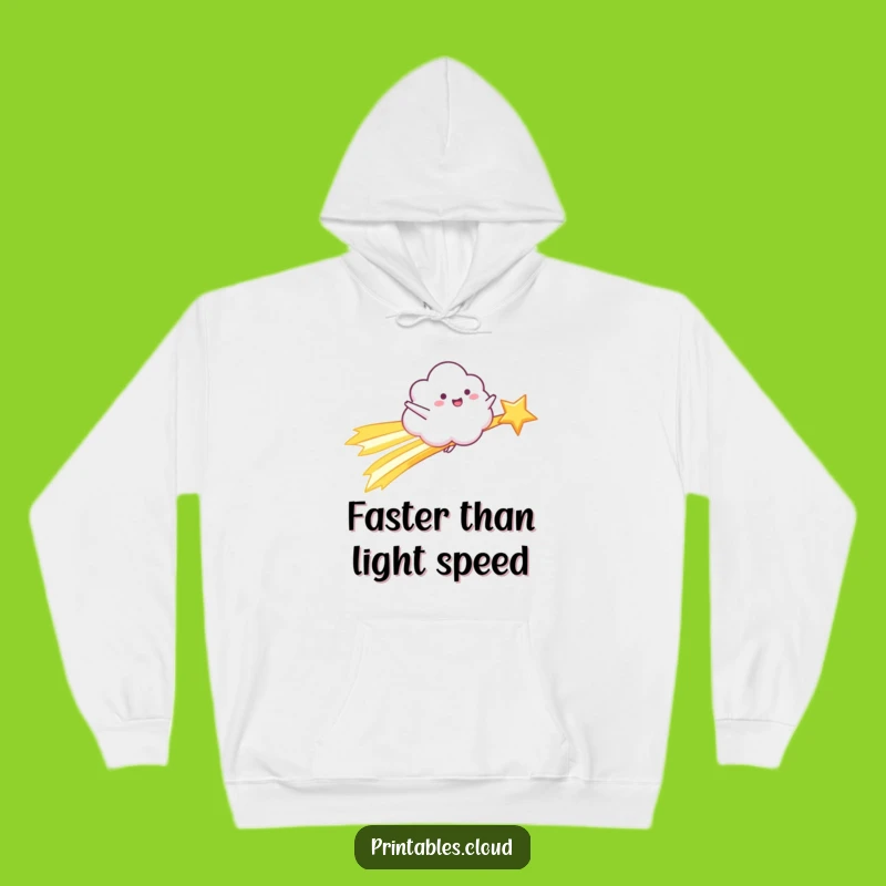 Funny Shooting Star Cloud Hoodie: Cozy Cosmic Ride with Happy Character