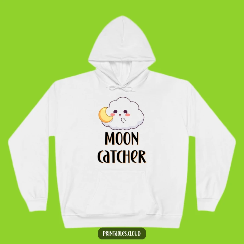 Funny Cloud Moon Catch Hoodie: Cozy Celestial Comfort, Perfect Humorous Gift
