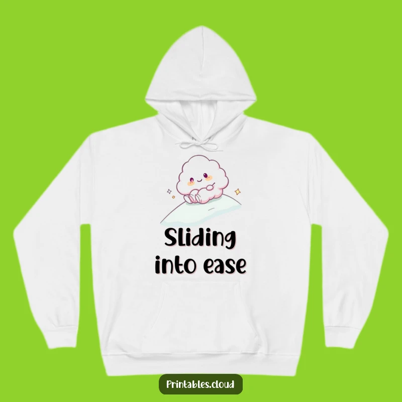 Funny Cloud Sliding Hoodie: Cozy Humor with an Adventurous Character