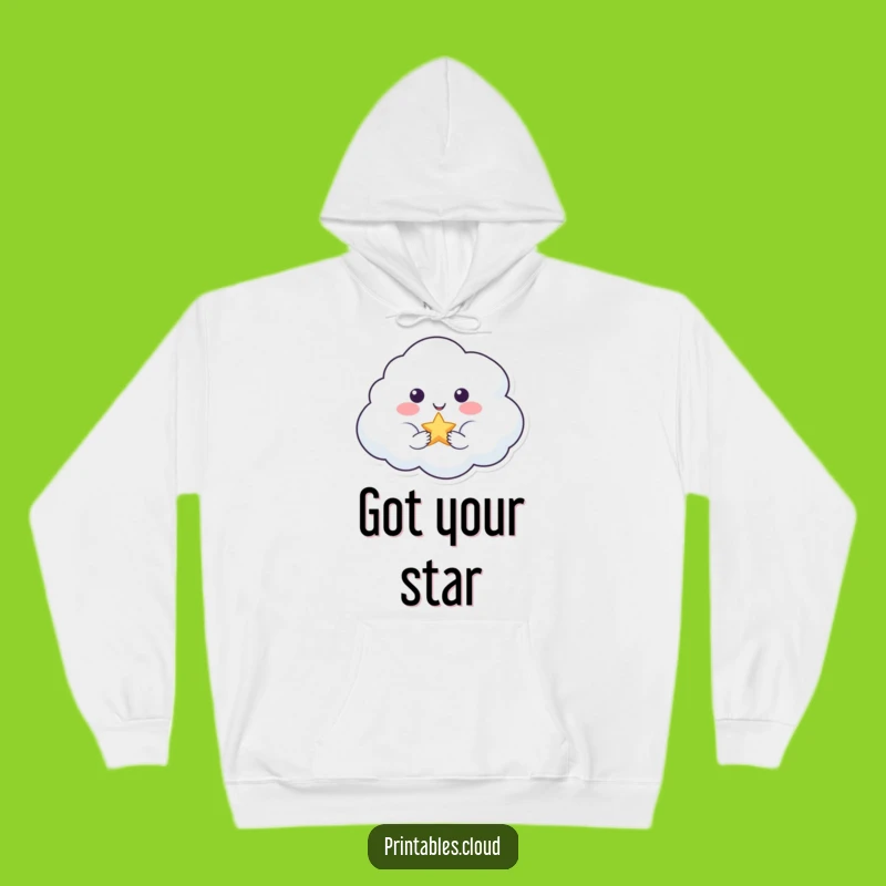 Cozy Funny Smiling Cloud Star Hoodie - Warm & Whimsical Gift