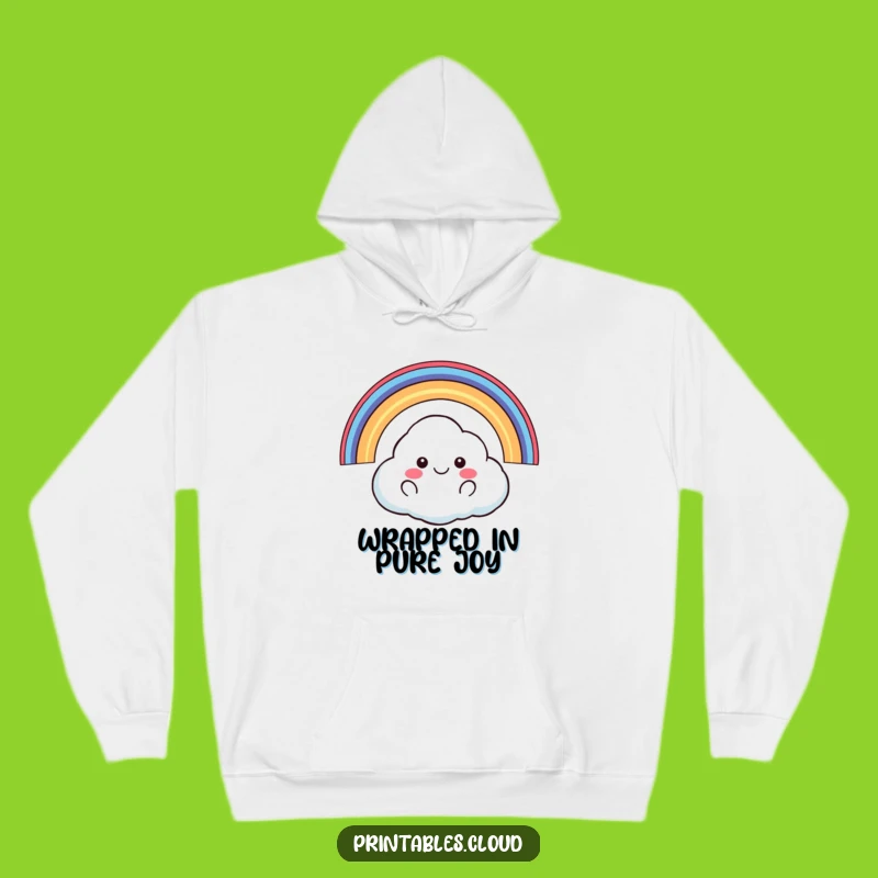Funny Happy Cloud Hoodie: Cozy Comfort With Rainbow Cheer