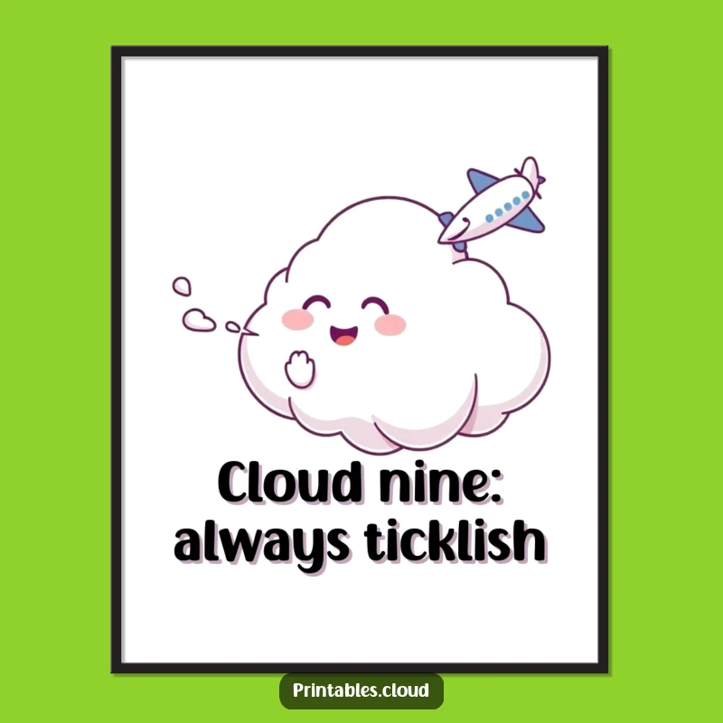 Free Printable Wall Art: Giggling Cloud Teasing Airplane