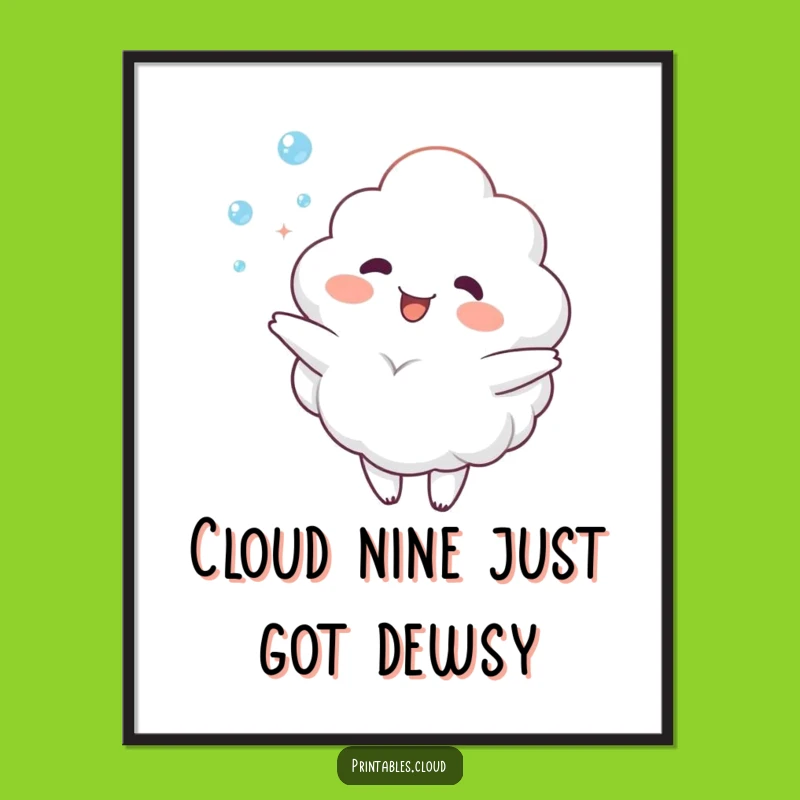 Free Printable Wall Art: Funny Happy Cloud Dewdrop Juggling Art