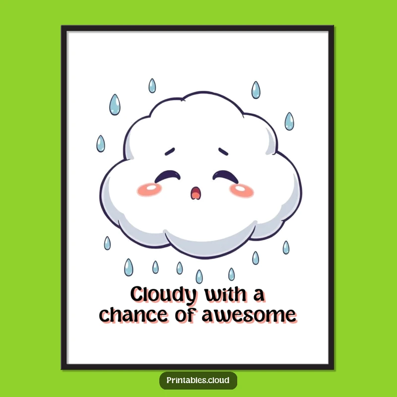 Free Printable Wall Art: Surprised Cloud - Funny Humorous Downloadable Art
