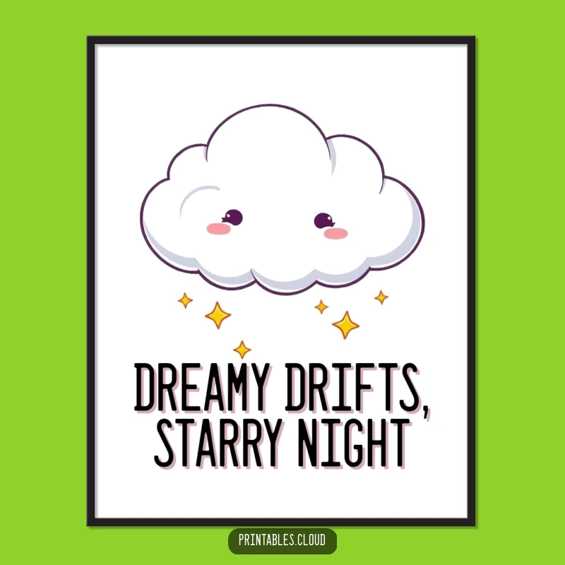 Free Printable Dreamy Cloud Wall Art: Starry Night - Funny Downloadable Art