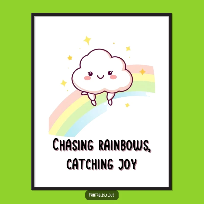 Free Printable Cloud Wall Art: Rainbow Bounce, Humorous Downloadable Art