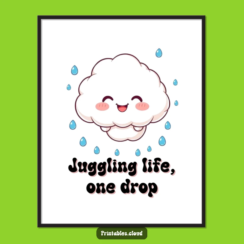 Free Printable Wall Art: Cloud Juggling Raindrops