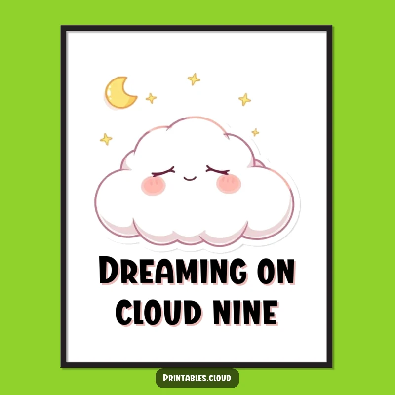 Free Printable Wall Art: Funny Dreaming Cloud Snoozing Art