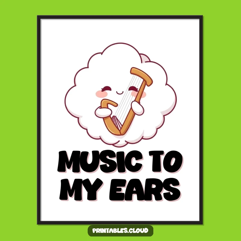Free Printable Wall Art: Harp Cloud Funny Downloadable Art for Calm Spaces