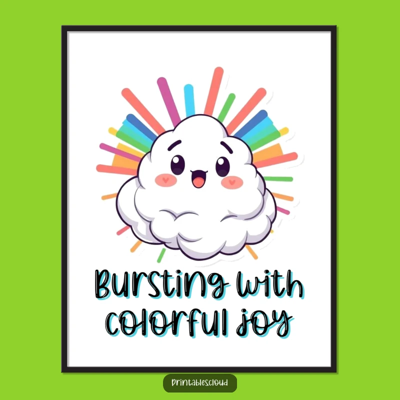Free Printable Wall Art: Rainbow Cloud Character - Whimsical Downloadable Home Decor