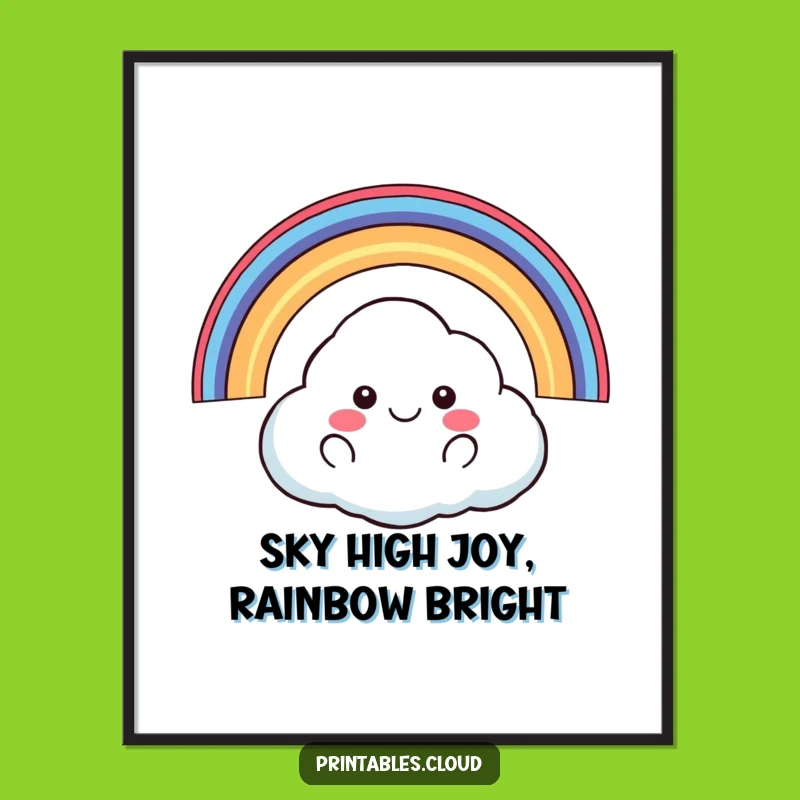 Free Printable Happy Cloud Wall Art: Rainbow Skies - Funny Downloadable Art