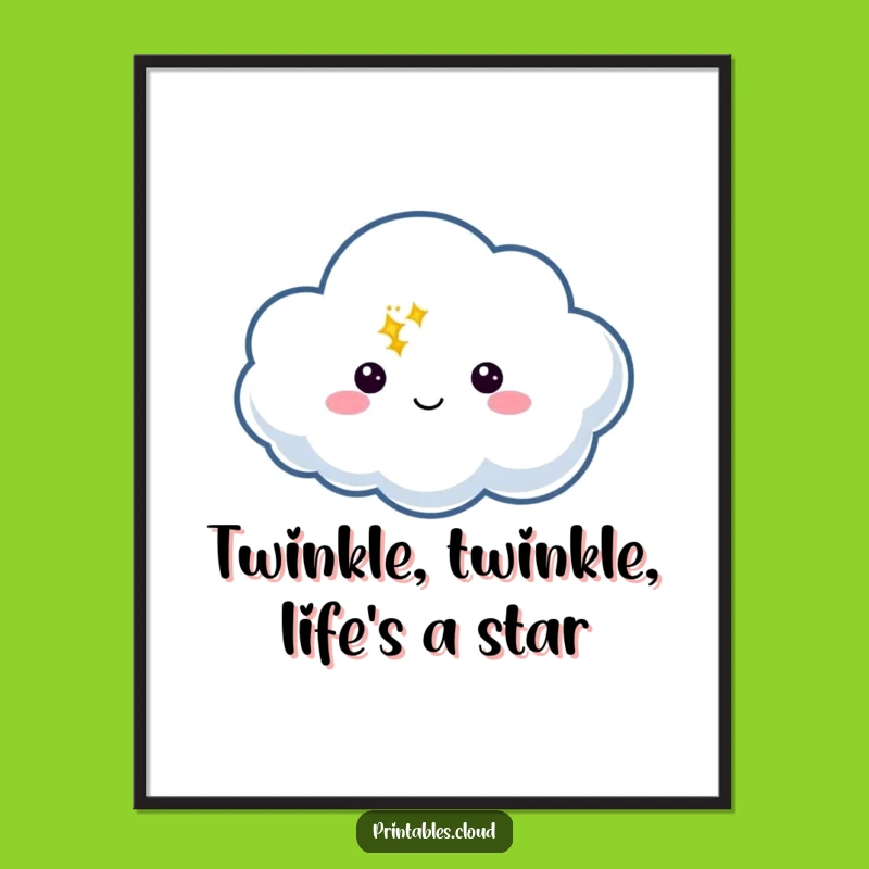 Funny Free Printable Wall Art: Twinkling Cloud Decor, Downloadable Celestial Charm