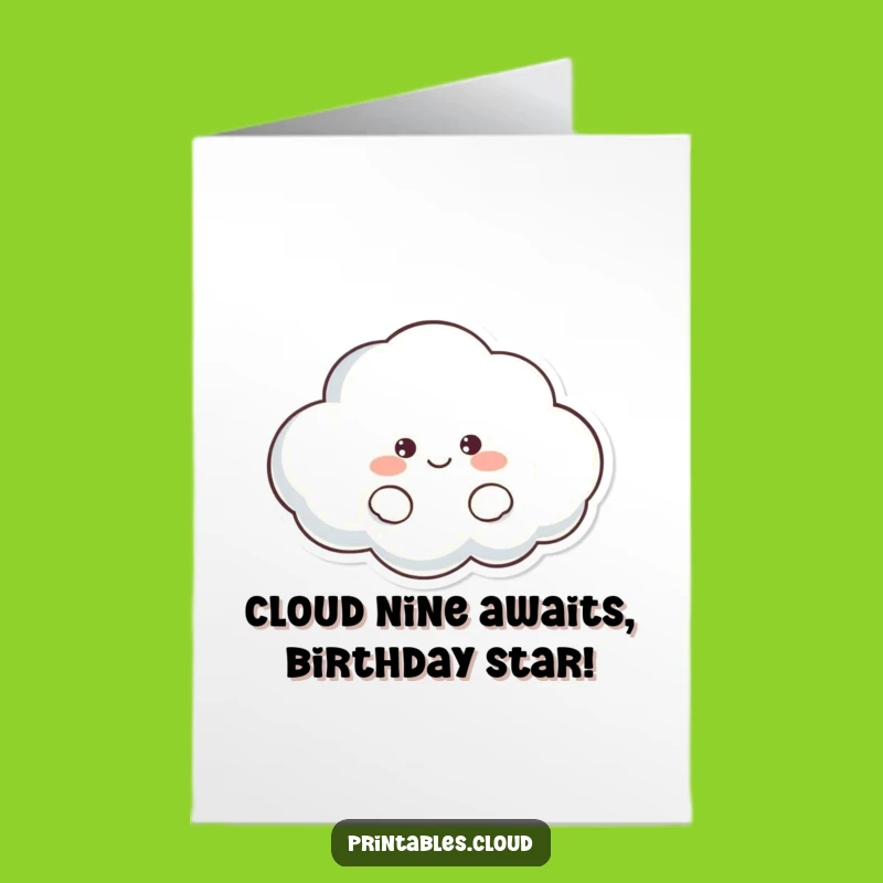 Free Printable Birthday Card: Lazy Cloud Character, Funny Downloadable Gift for Friends