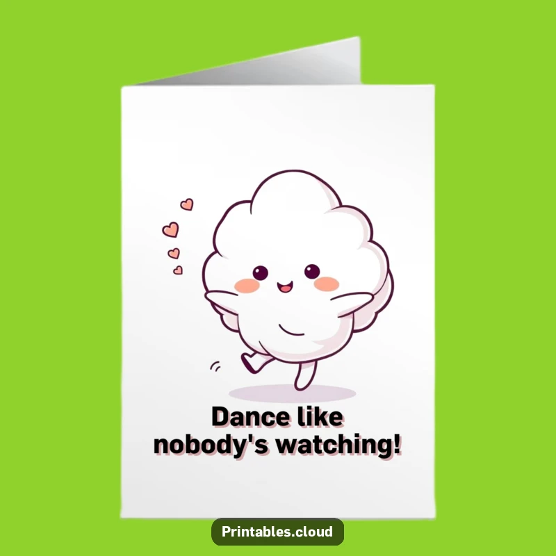 Free Printable Birthday Card: Dancing Cloud Happy Sighs Funny Downloadable Gift