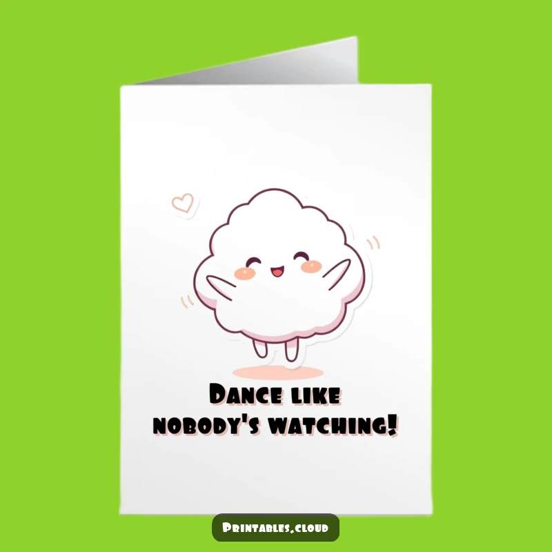 Free Printable Birthday Card: Silly Dancing Cloud Funny Downloadable Gift