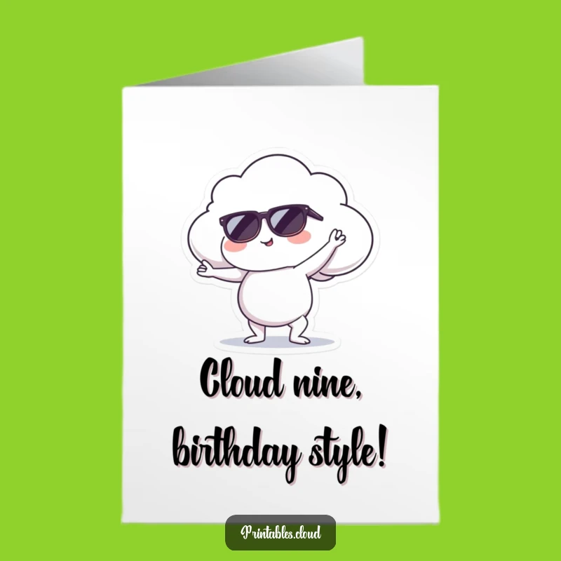Free Printable Birthday Card: Cool Cloud Yoga Funny Downloadable Gift