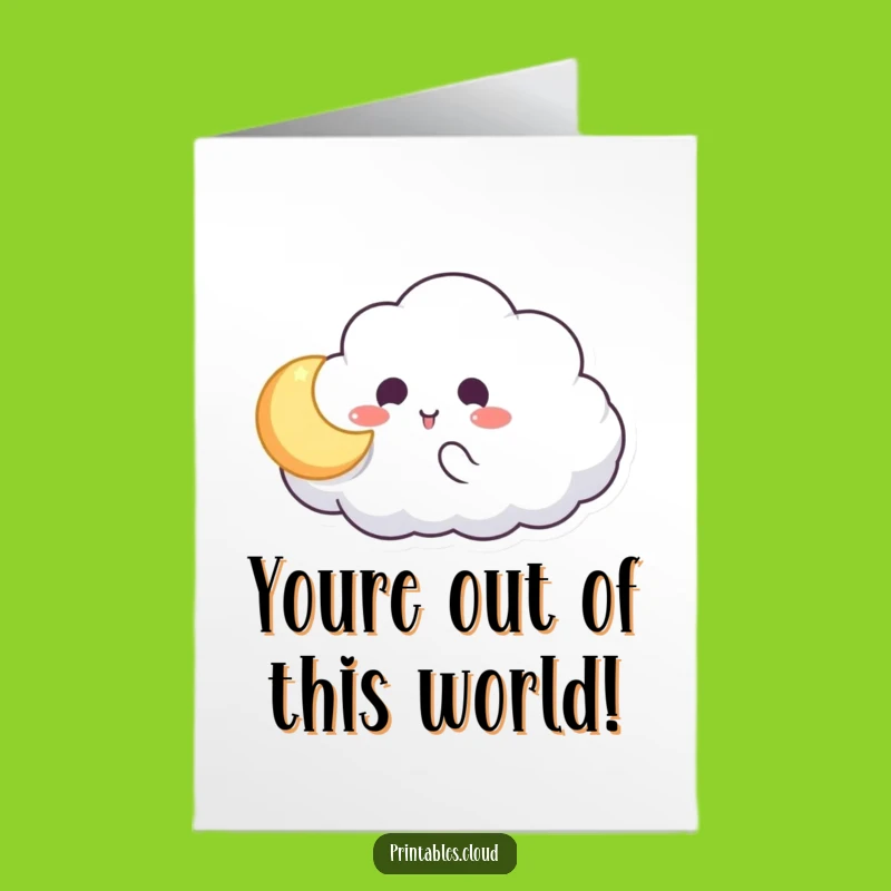 Free Printable Birthday Card: Funny Cloud & Moon Catch Game Downloadable Gift