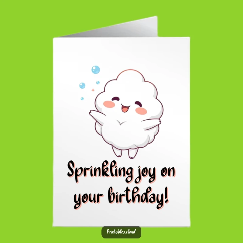 Free Printable Birthday Card: Joyful Cloud Dewdrop Juggler Greeting