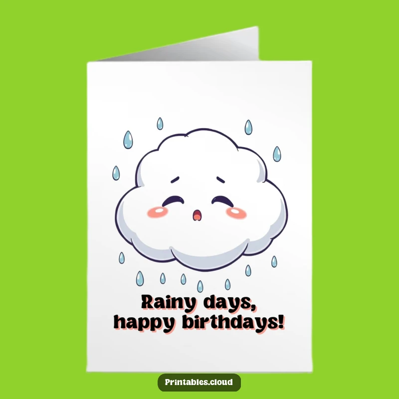Free Printable Birthday Card: Surprised Cloud Blinking - Funny Downloadable Gift