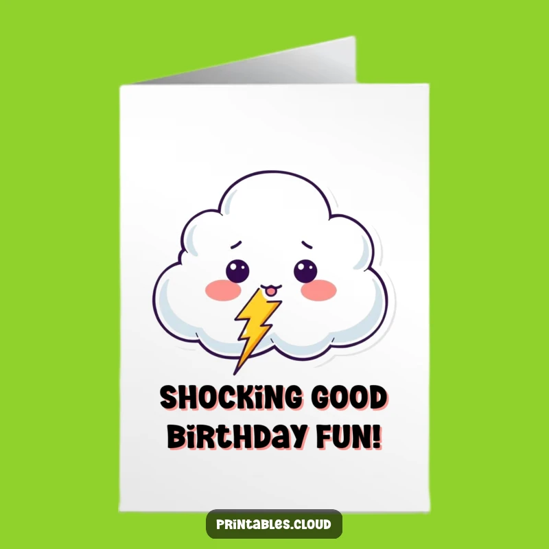 Free Printable Birthday Card: Surprised Cloud, Funny Gift with Giggling Bolt