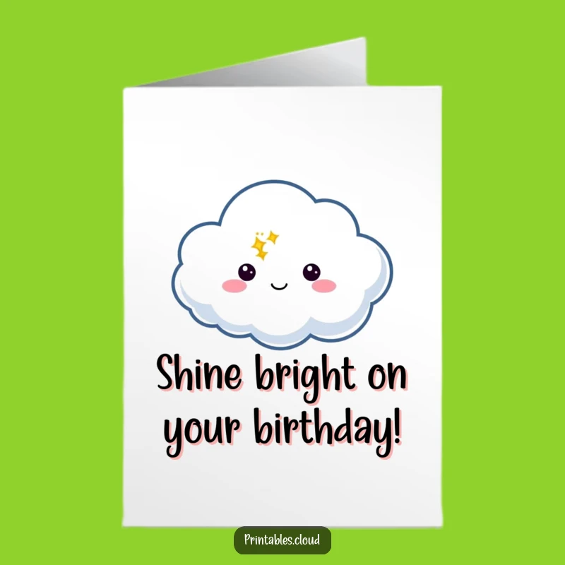 Free Printable Birthday Card: Twinkling Cloud Wish, Downloadable Sparkle Fun