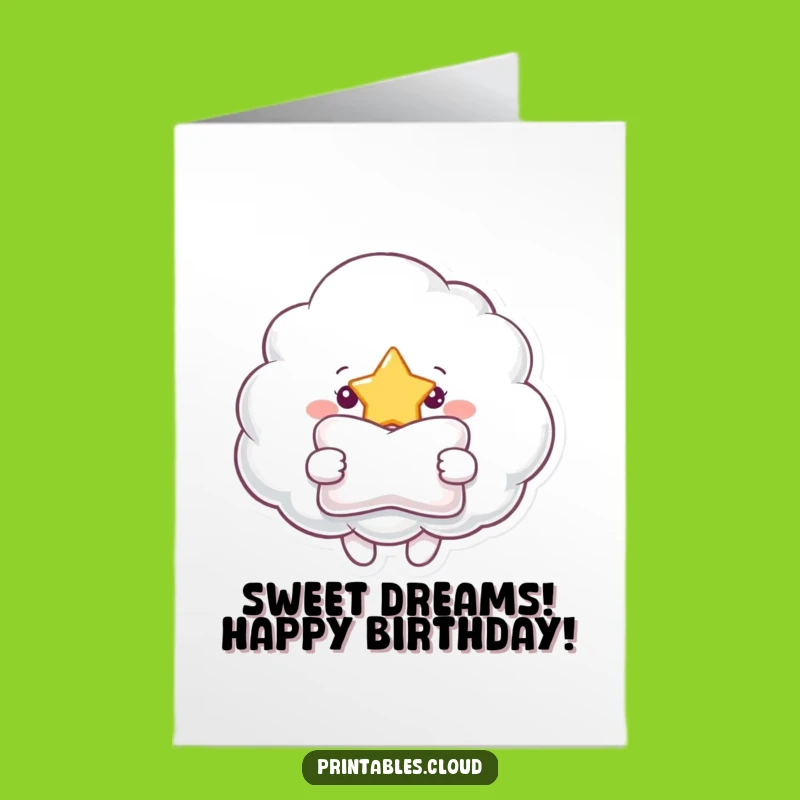 Free Printable Cloud Pillow Card: Sweet Birthday Gift Downloadable