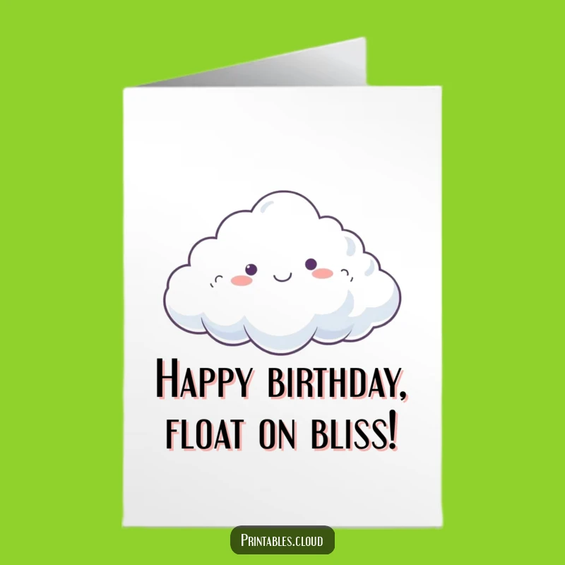 Free Printable Birthday Card: Dreamy Cloud Breeze, Downloadable Serene Fun
