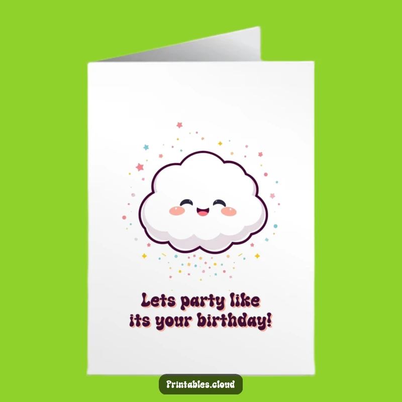 Free Printable Giggling Cloud Birthday Card: Confetti Fun Downloadable Greeting
