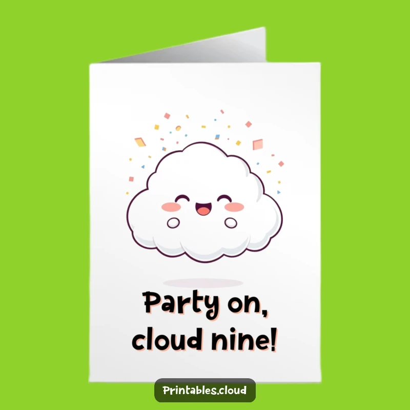 Free Printable Birthday Card: Confetti Cloud Fun Funny Downloadable Gift for Festive Birthdays