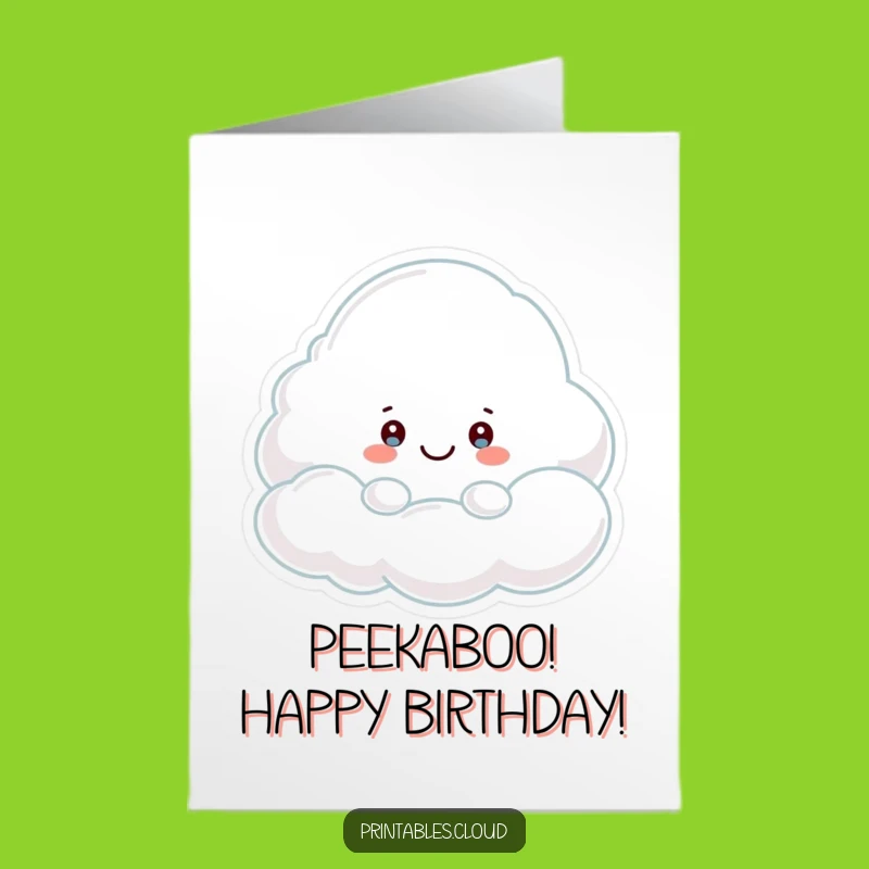 Free Printable Birthday Card: Peeking Cloud - Surprise! Downloadable Cheerful Gift