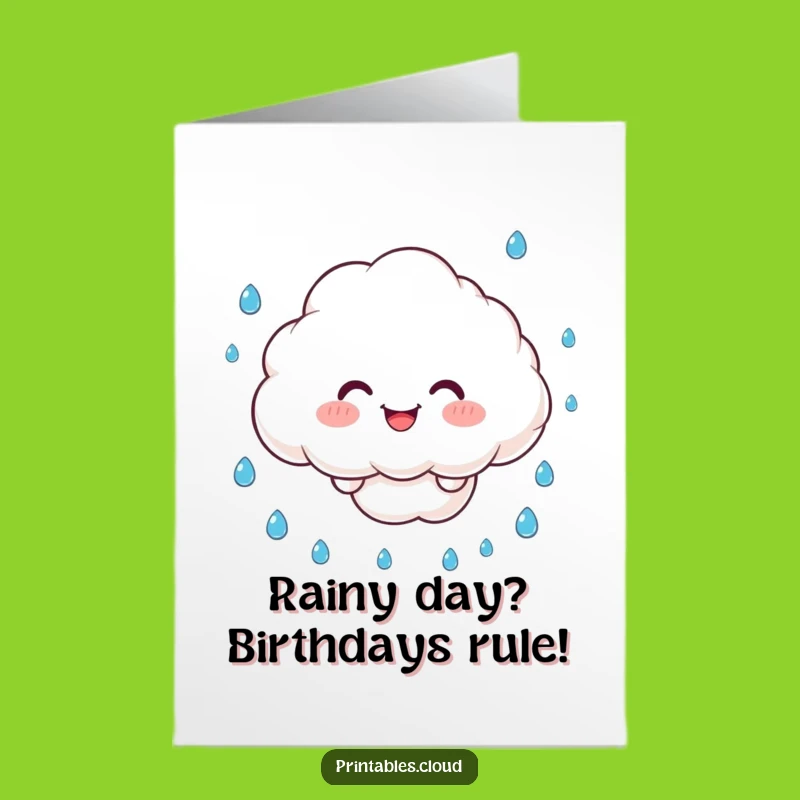 Free Printable Birthday Card: Cloud Juggles Raindrops