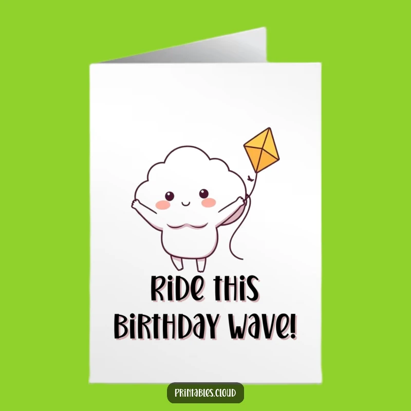 Free Printable Cloud Birthday Card: Fun Kite Ride Downloadable Gift!