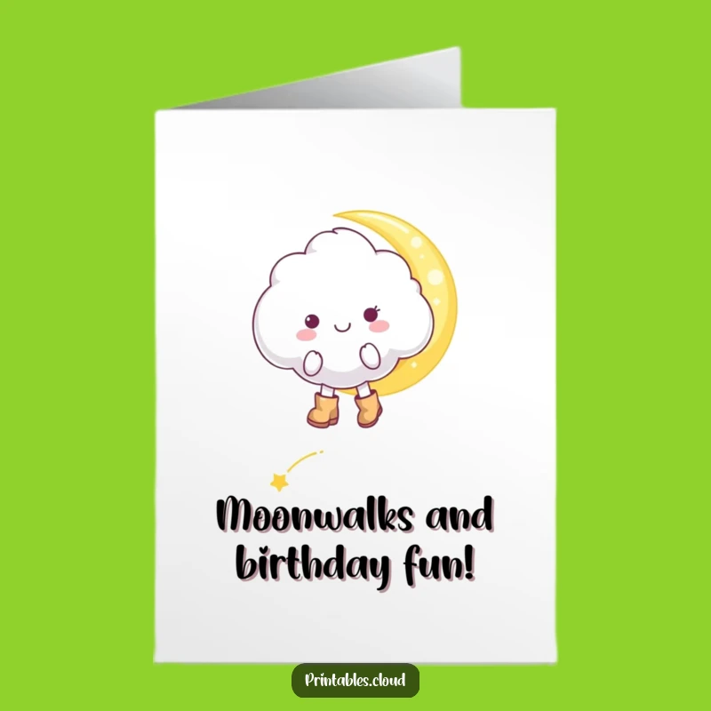 Tiptoeing Cloud Free Printable Birthday Card Funny Downloadable Gift