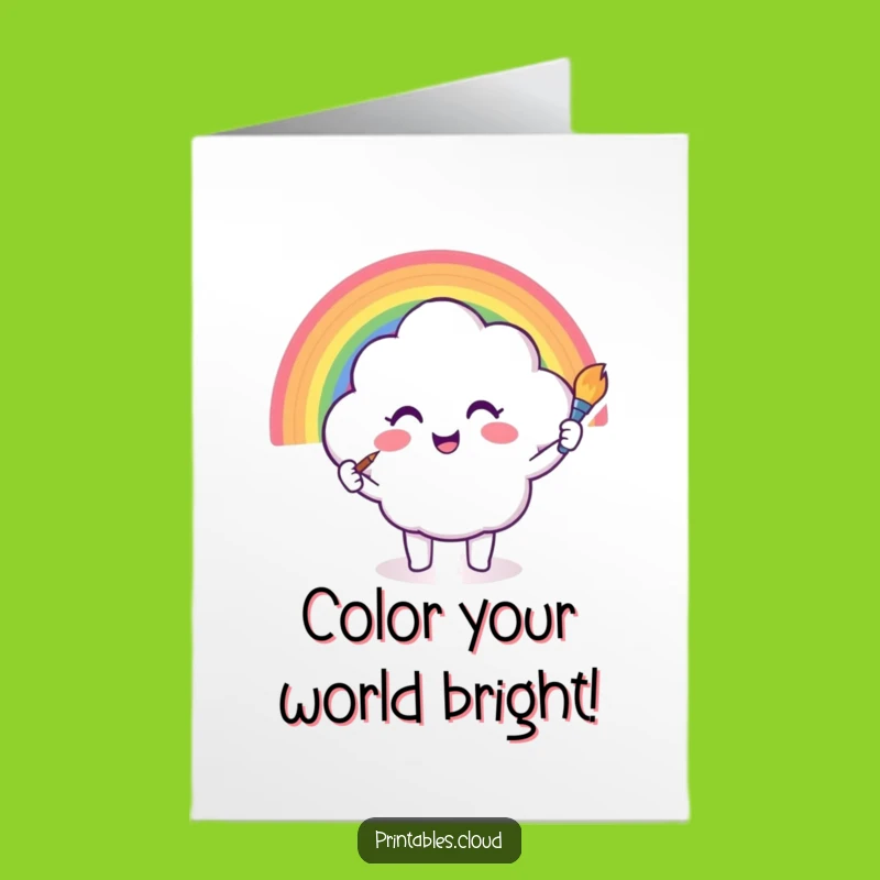 Free Printable Congrats Card: Cloud Painting Rainbow Downloadable Gift