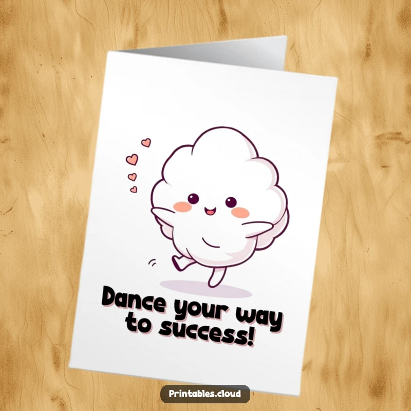 Funny Free Printable Congratulations Card: A cloud dances gently, leaving a trail of happy sighs for success.