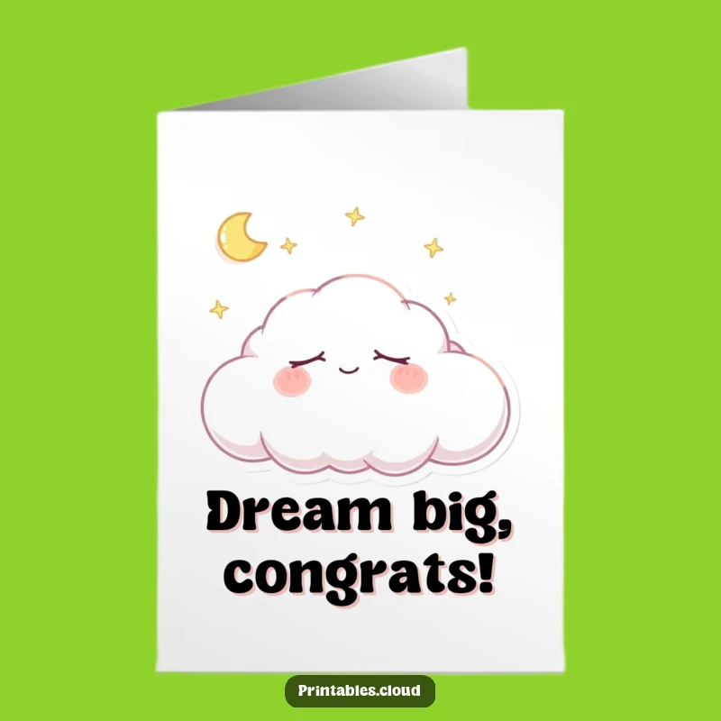 Free Printable Congrats Card: Peaceful Cloud Snoozing Celebration