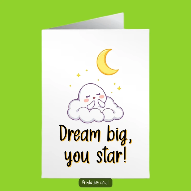 Free Printable Congrats Card: Cloud Sings to Moon Funny Downloadable Gift