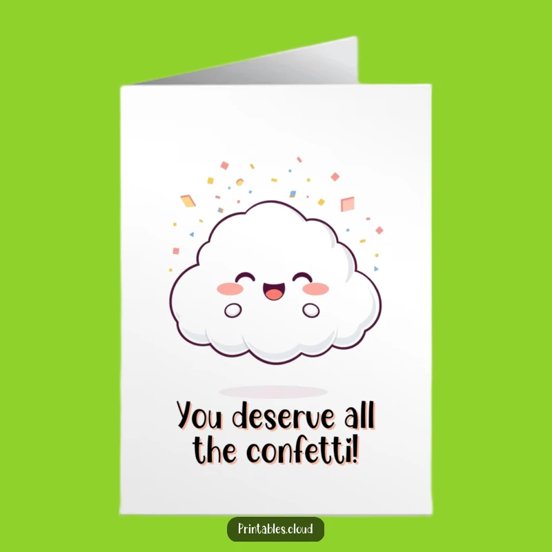 Free Printable Congrats Card: Confetti Cloud Success Funny Downloadable Gift for Triumphs