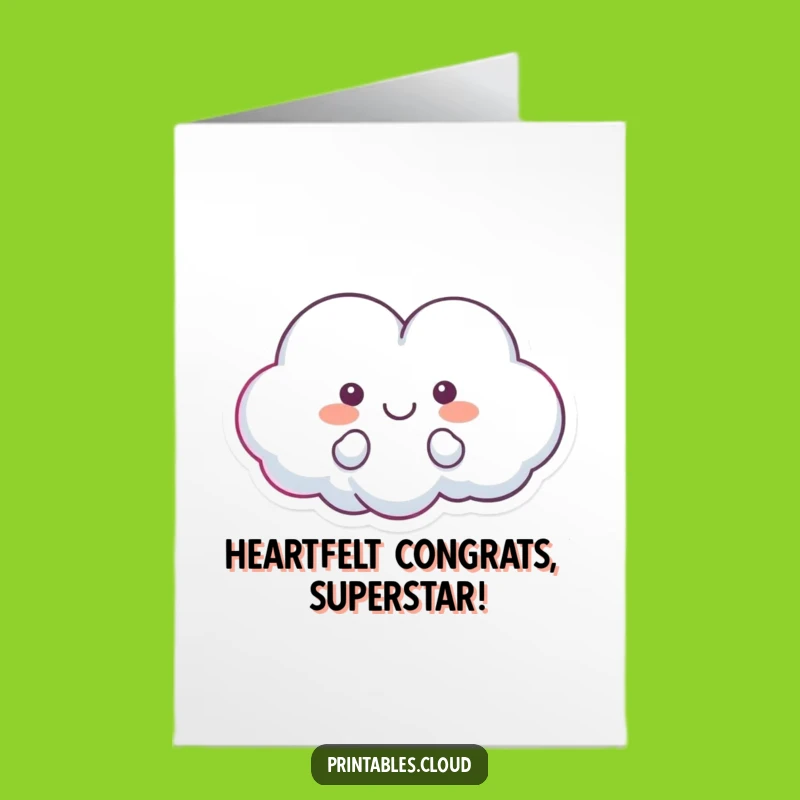 Free Printable Congrats Card: Happy Heart Cloud Funny Downloadable Gift