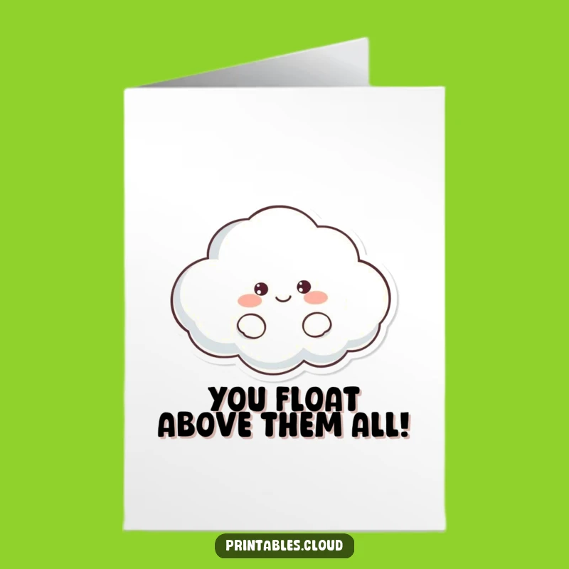 Free Printable Congrats Card: Lazy Cloud, Funny Downloadable for Any Achievement