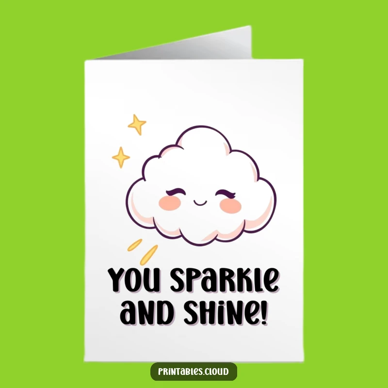 Free Printable Congrats Card: Winking Cloud Shine Funny Downloadable Gift for Stylish Wins