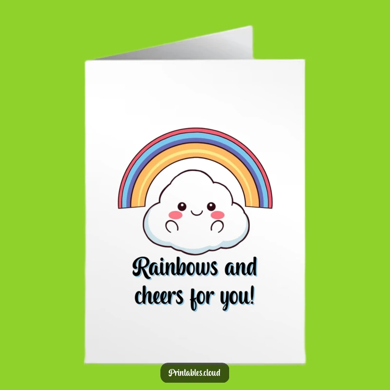 Free Printable Happy Cloud Congrats Card: Rainbow Success - Funny Downloadable Gift