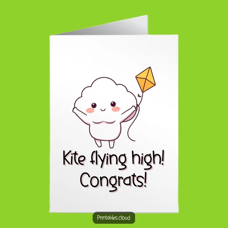 Free Printable Cloud Card: Joyful Kite Ride for Congrats!
